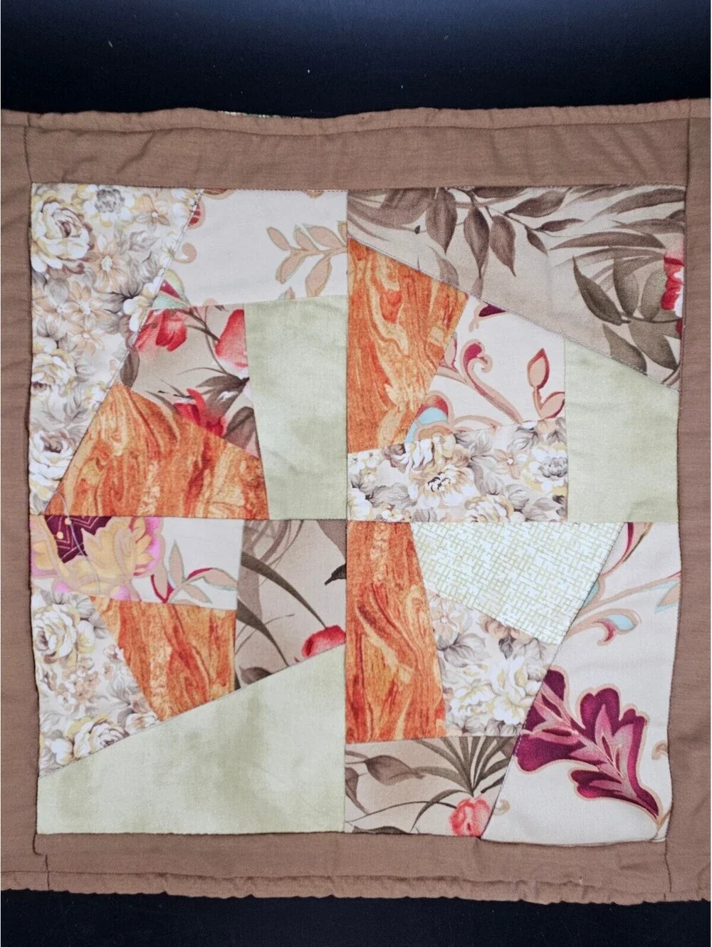 Handmade Quilted Placemats Lot of 4 Fall Autumn Pinecones Leaves Reversible